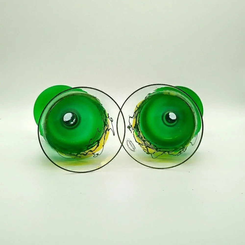Euroglass Romanian Handmade Green Gold Glasses (2)